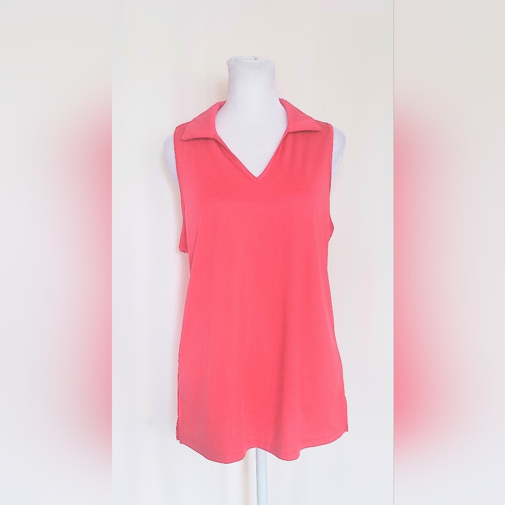 Santiny Womens Sleeveless V Neck Golf Polo Shirt Pink Size Medium